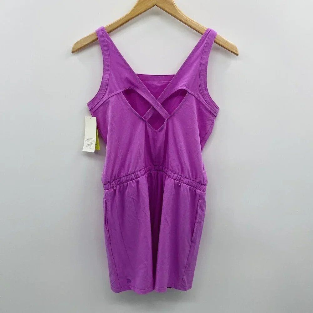 All in Motion Youth Girls XL 14 Sleeveless One Piece Woven Romper in Purple 2224